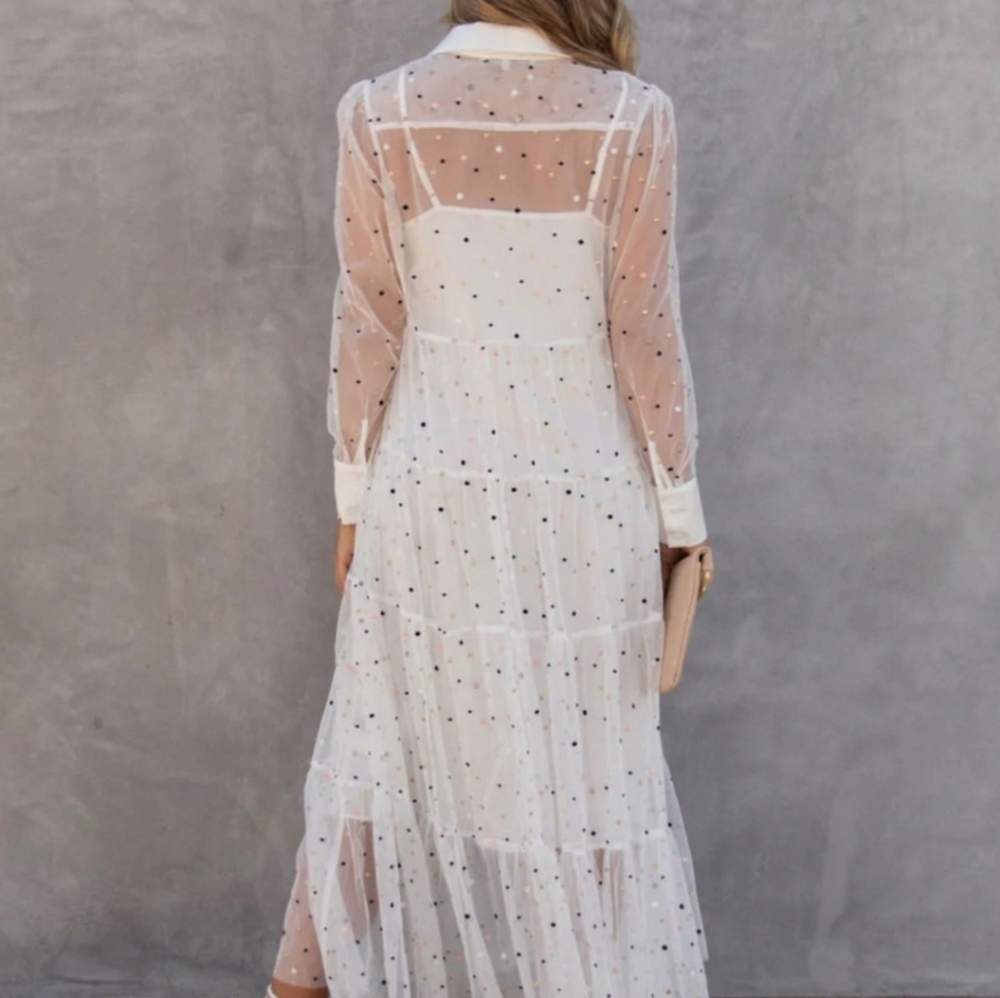 English Factory Sheer White Maxi Dress Large - Picture 2 of 8